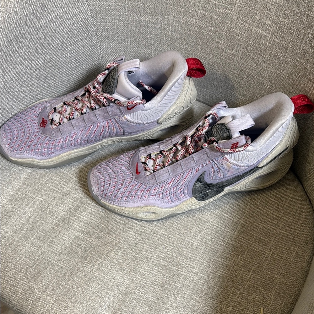 Nike Gray and Red Athletic Shoes with Cushioned Sole